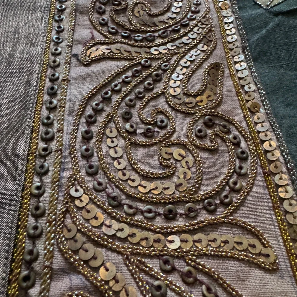 Vintage Burmese Kalaga Tapestry Large Gold Embroidered Elephant Wall Hanging Art